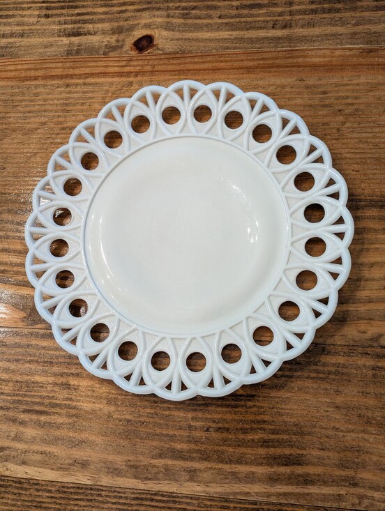 Challinor, Taylor & Co Other - RARE Antique 1880s EAPG Challinor Taylor Milk Glass Scroll & Eye 9 7/8"  Plate